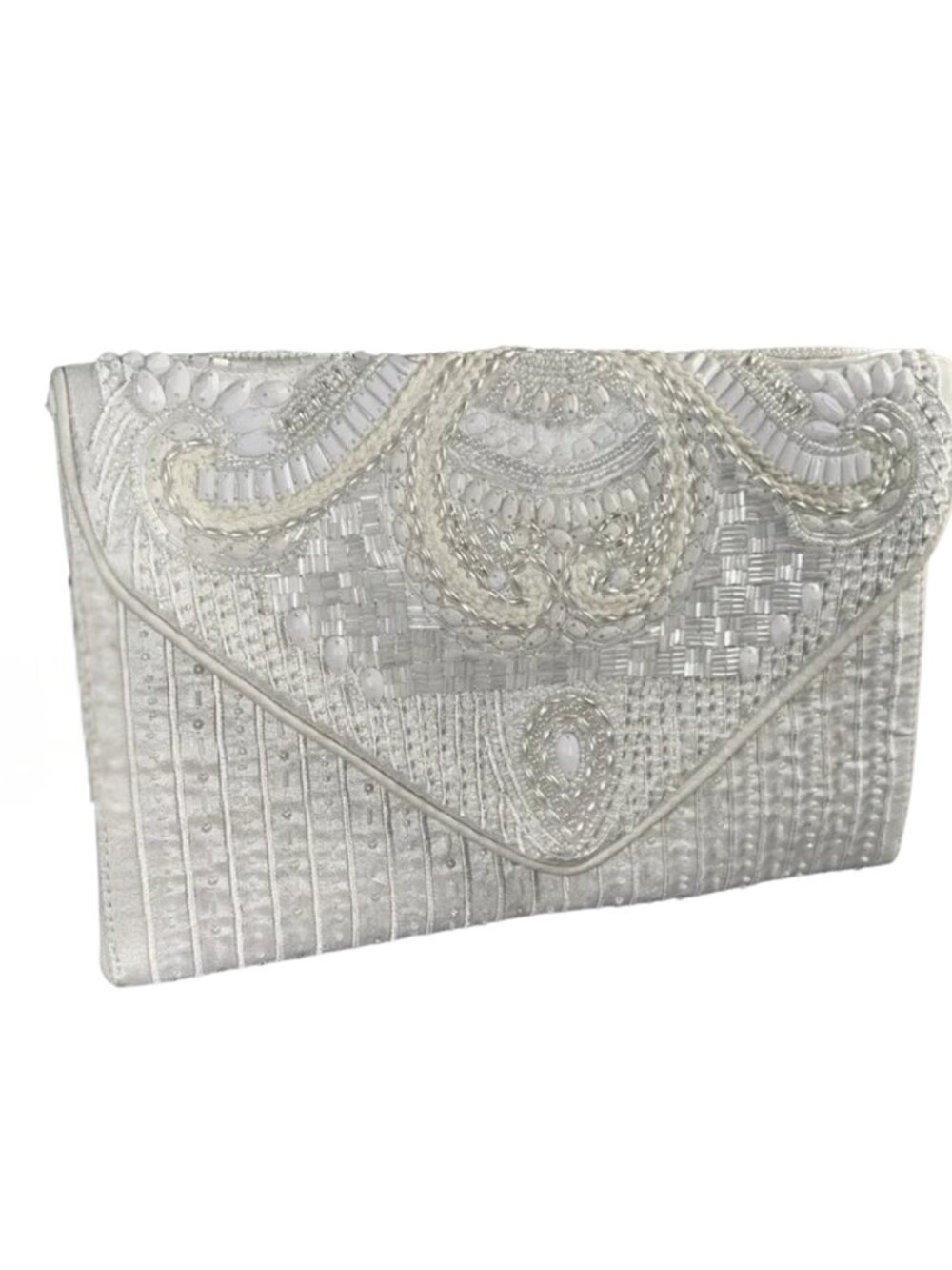 White Bridal Pearl Beaded Bag Clutch Crossbody Handbag Wedding Bride Gift - Picture 8 of 8